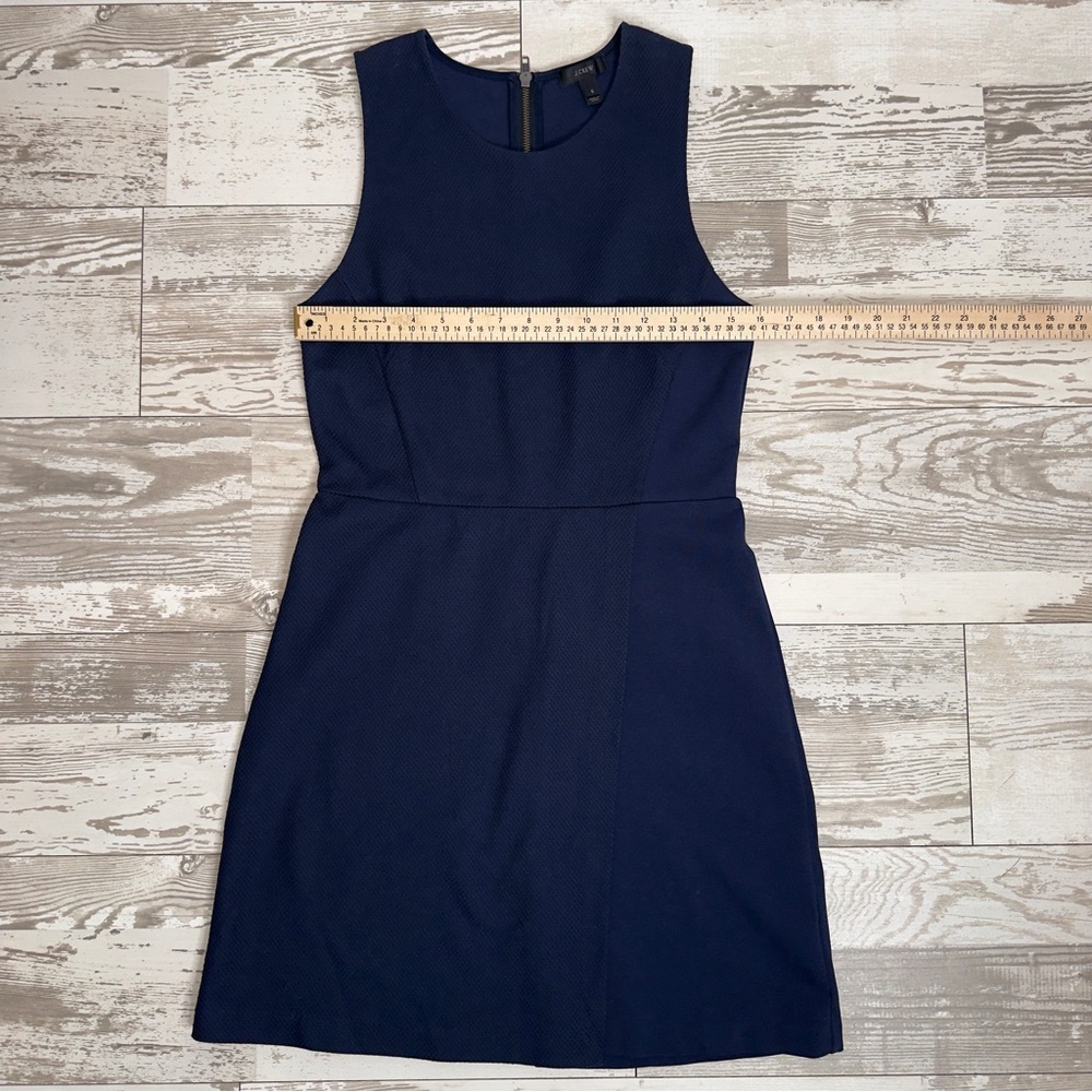 J.Crew Navy Sleeveless Textured A-Line Dress Size 6 –‎ Exposed Zipper, Cotton - Picture 9 of 13